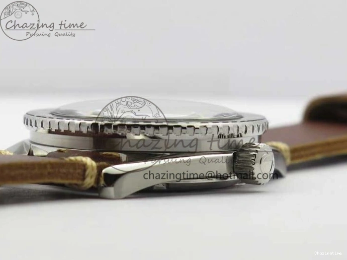 0322 Practical Vintage Seamaster 300 No Date T SS B12 Black Dial On Brown Leather Strap A2836 (Free Nylon Strap) 7910